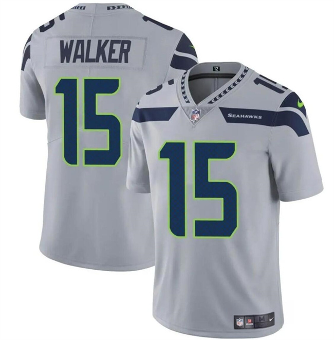 Men's Seattle Seahawks #15 P.J. Walker Gray Vapor Limited Football Stitched Jersey